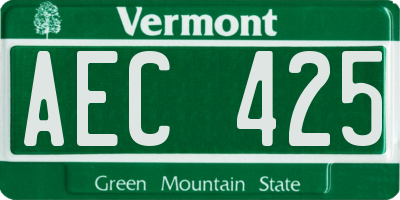 VT license plate AEC425