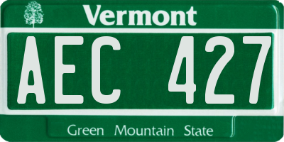 VT license plate AEC427