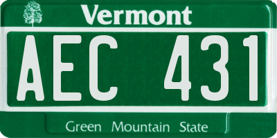 VT license plate AEC431