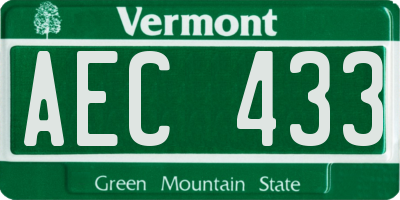 VT license plate AEC433