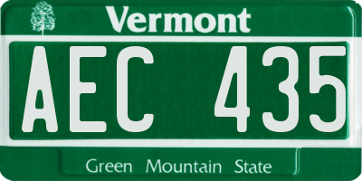 VT license plate AEC435