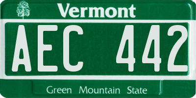 VT license plate AEC442