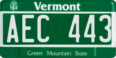 VT license plate AEC443