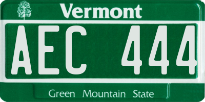 VT license plate AEC444