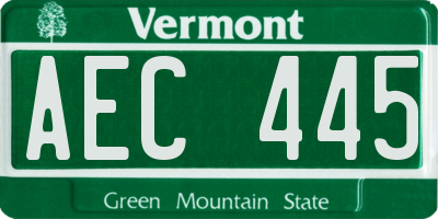 VT license plate AEC445
