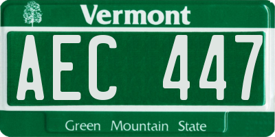VT license plate AEC447