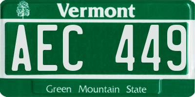 VT license plate AEC449