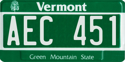 VT license plate AEC451