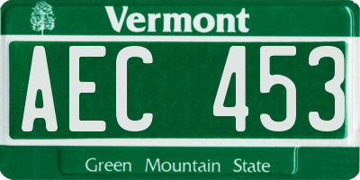 VT license plate AEC453