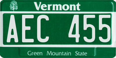 VT license plate AEC455