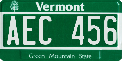 VT license plate AEC456