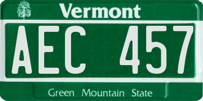 VT license plate AEC457
