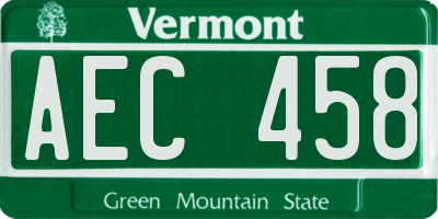 VT license plate AEC458