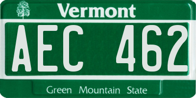 VT license plate AEC462