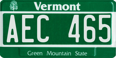 VT license plate AEC465
