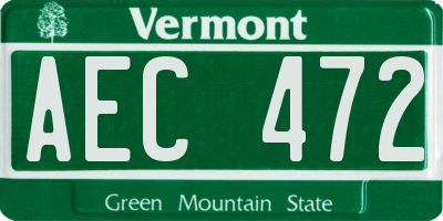 VT license plate AEC472
