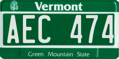 VT license plate AEC474