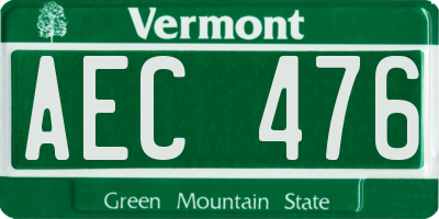 VT license plate AEC476