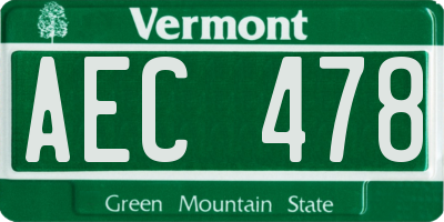 VT license plate AEC478