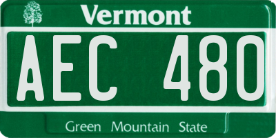 VT license plate AEC480
