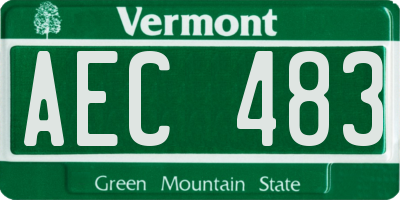 VT license plate AEC483