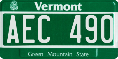 VT license plate AEC490