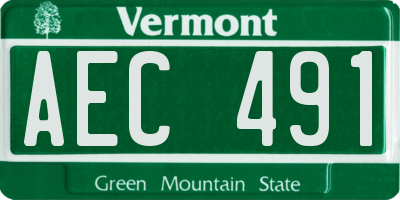 VT license plate AEC491