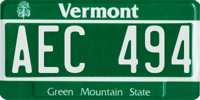VT license plate AEC494
