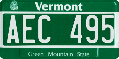 VT license plate AEC495