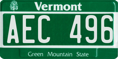 VT license plate AEC496