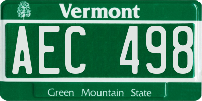 VT license plate AEC498
