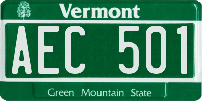 VT license plate AEC501