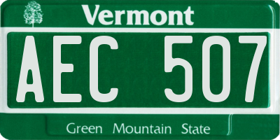 VT license plate AEC507