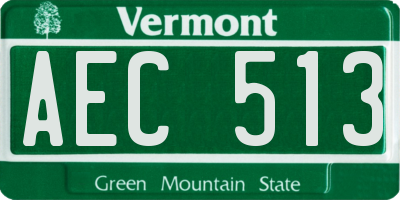 VT license plate AEC513