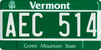 VT license plate AEC514