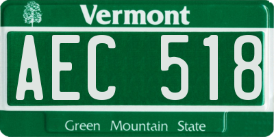 VT license plate AEC518