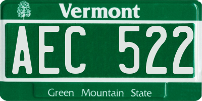 VT license plate AEC522