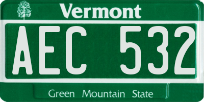VT license plate AEC532