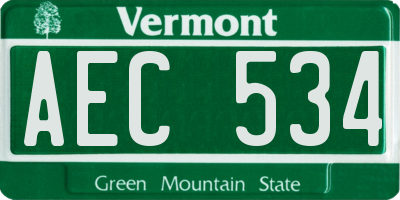 VT license plate AEC534