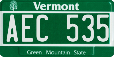 VT license plate AEC535