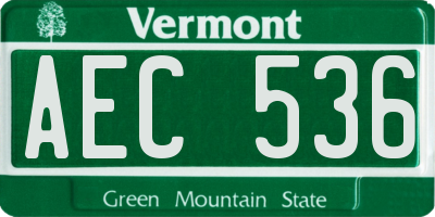 VT license plate AEC536