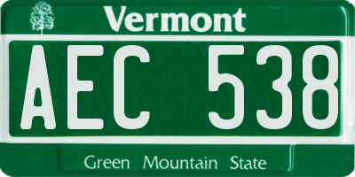 VT license plate AEC538