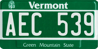 VT license plate AEC539