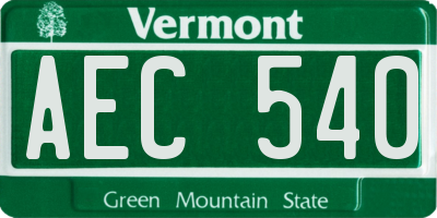 VT license plate AEC540