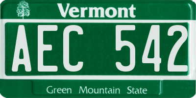 VT license plate AEC542