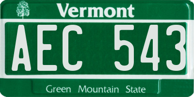 VT license plate AEC543