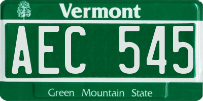 VT license plate AEC545