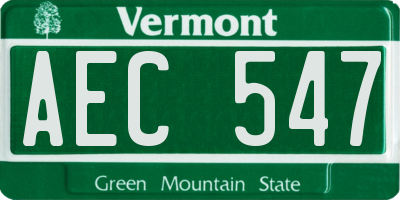 VT license plate AEC547