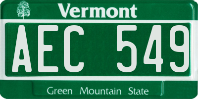 VT license plate AEC549