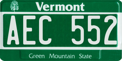 VT license plate AEC552